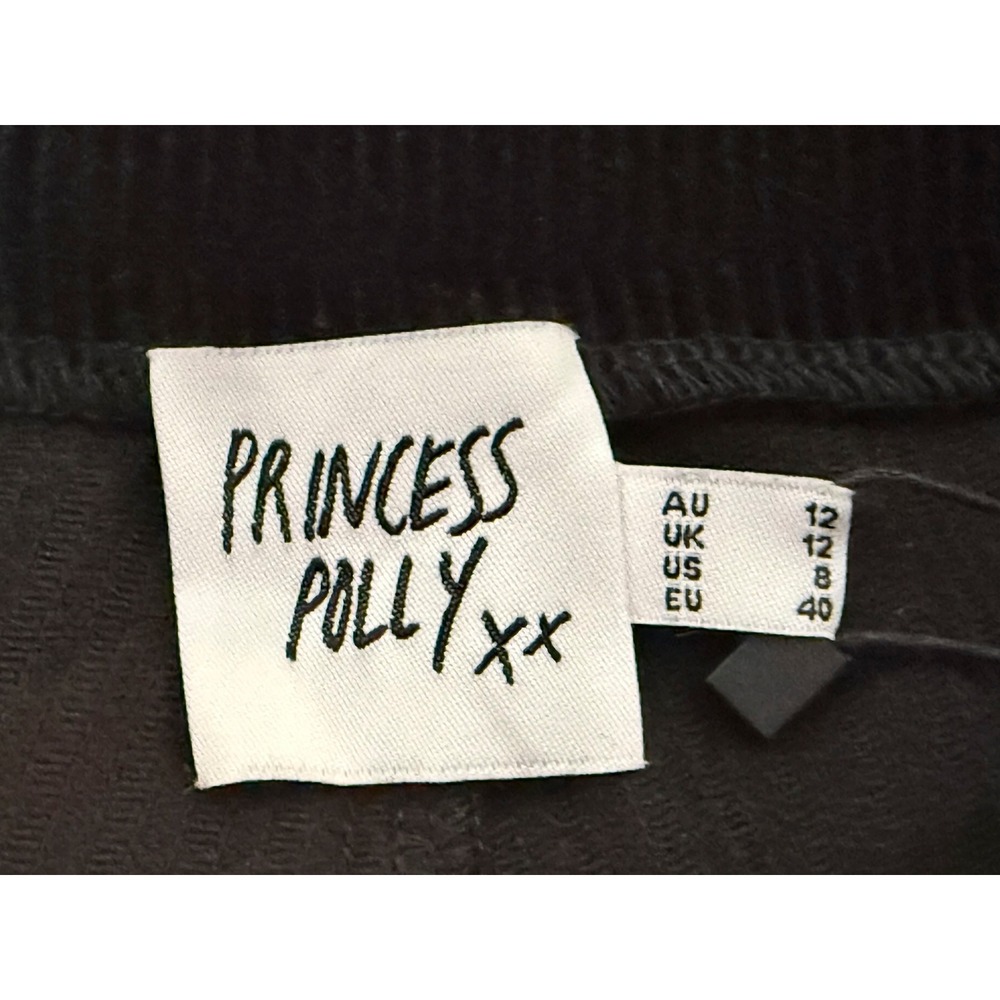 Princess Polly Uptown Cord Pants Black Wide Leg Corduroy NWT US 8 AU 12 - Picture 6 of 12